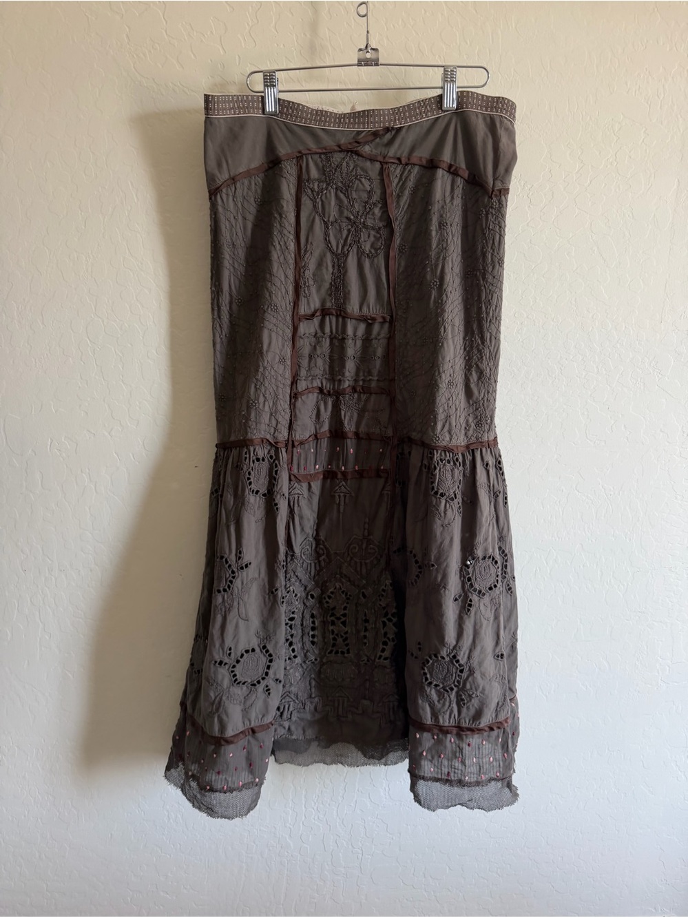Vintage Boho Embroidered Maxi Skirt - Petite